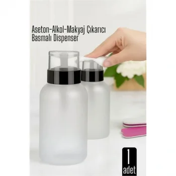 Aseton İçin Basmalı Dispenser - Aseton, Alkol ve Makyaj Temizleyici İçin Pratik Pompalı Set