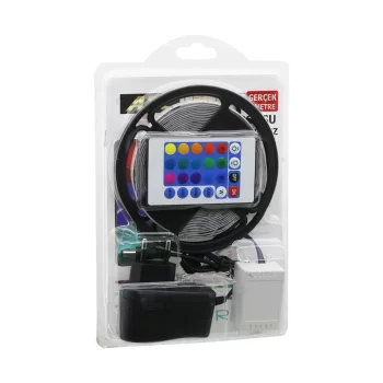 ATC LED STRIP EL-07-RUS-K  5MT  KUMANDALI - ADAPTÖRLÜ RGB RENKLİ ŞERİT LED IP65=SU GEÇİRMEZ SMD=2835 54LEDs/m (5047)
