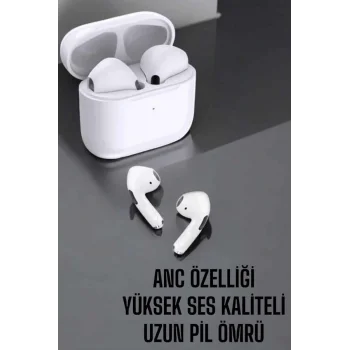 Beyaz Yeni Nesil Pro Bluetooth Kulaklık Yüksek Ses Kaliteli ANC Özelliği