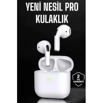 Beyaz Yeni Nesil Pro Bluetooth Kulaklık Yüksek Ses Kaliteli ANC Özelliği