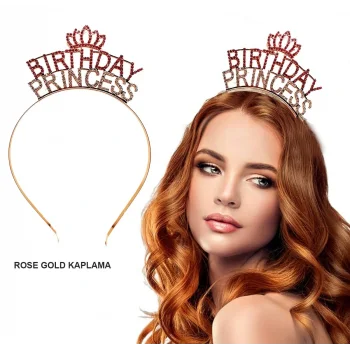 Birthday Princess Kristal Taç – Rose Gold Kaplama (5047)