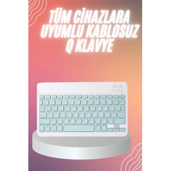 Bluetooh Wıreless Keyboard Siyah Q Klavye İOS Ipad Android Windows Uyumlu
