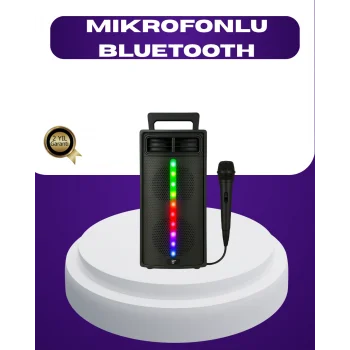 Bluetooth Işıklı Hoparlör – 2x5W Güç | USB + TF Kart + FM Radyo | Siyah Renk