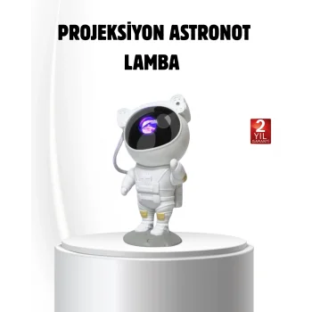 Bluetooth Müzikli Astronot Projeksiyon Lambası Yıldız ve Ay Efektli
