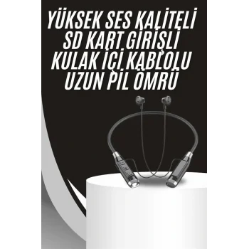 Boyun Bantlı Kulak İçi Kablolu Yüksek Ses Kaliteli Bluetooth Kulaklık