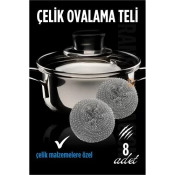 Çelik Bulaşık Teli Çelik Bulaşık Ovalama Teli 8 ADET