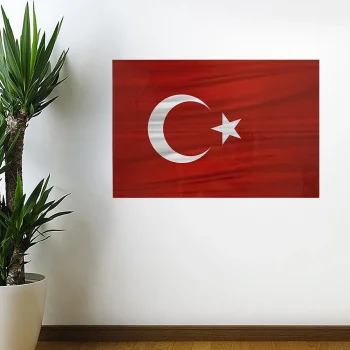 Dalgalanma Efektli Manyetik Duvar Stickerı Türk Bayrağı 71 x 47cm (5047)