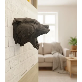Dekoratif Asılabilir Siyah Ayı Başı 3D Duvar Heykeli 25x19 cm