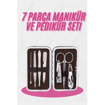 Deri Çanta Hediyeli 7 Parça Manikür-Pedikür Tırnak Bakım Seti