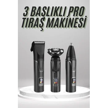 Dijital Göstergeli 3 Başlıklı Tıraş Makinesi Islak Kuru Lazer Öncesi Günlük