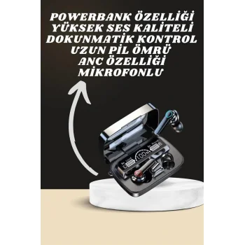 Dijital Göstergeli Powerbank Kulaklık ve 7 Kordonlu Yeni Nesil Akıllı Saat Amoled Ekran