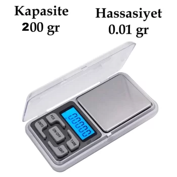 Dijital Hassas Elektronik Kuyumcu Cep Terazisi Tartı 200 gr /  0.01 gr (5047)