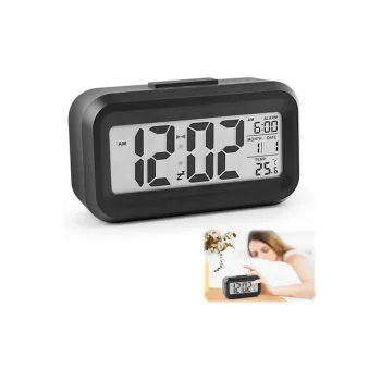 Dijital Işıklı Alarmlı Çalışma Masası Ekran Pilli Çalar Saat