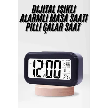 Dijital Işıklı Alarmlı Çalışma Masası Ekran Pilli Çalar Saat