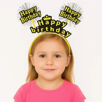 Doğum Günü Kutlaması İçin Sarı Taç – Işıltılı Yazılı Parti Tacı (5047)