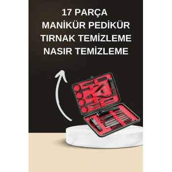 Elektrikli Manikür Pedikür Seti İkili Set 17 Parça Tırnak Bakımı Nasır Temizleme Tırnak Şekillendirme