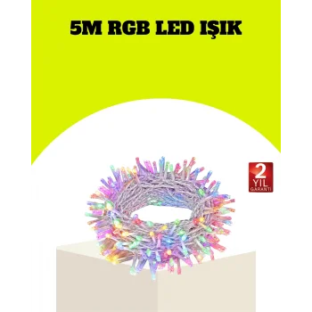 Enerji Tasarruflu Şeffaf Kablo 5 m 50 LED Dekor Işık