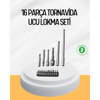 Ergonomik 16 Parça Bits Tornavida Uç ve Adaptör Seti