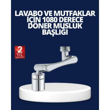 Esnek 1080° Musluk Başlığı 3 Eklemli Hareketli Su Modlu Lavabo Aparatı