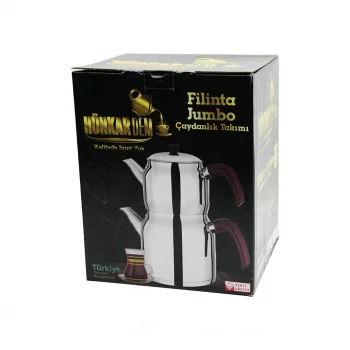 FİLİNTA JUMBO BOY ÇELİK ÇAYDANLIK SETİ ÇİFT KAPAKLI RENKLİ BAKALİT KULP ÜST DEMLİK: 2LT - ALT SULUK: 4LT KENDİNDEN SÜZGEÇLİ (5047)