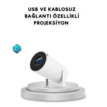 Full HD 4K Uyumlu Projeksiyon Cihazı 130 İnç Geniş Ekran Destekli