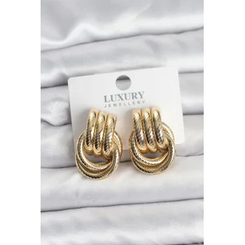 Gold Renk Halka Modelli Pirinç Kadın Küpe