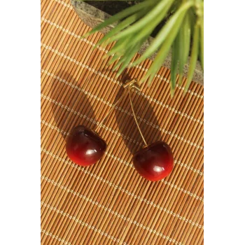 Gold Renk Kiraz Model Kadın Küpe