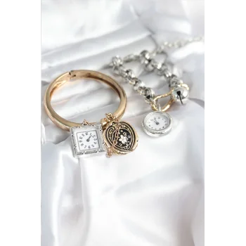 Gold ve Gümüş Renk Bileklik Kombini