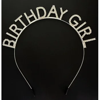 Gümüş Kristal Taşlı Birthday Girl Doğum Günü Tacı İthal Ürün A Kalite 17x16 cm (5047)