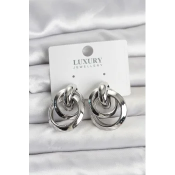 Gümüş Renk Halka Model Pirinç Kadın Küpe