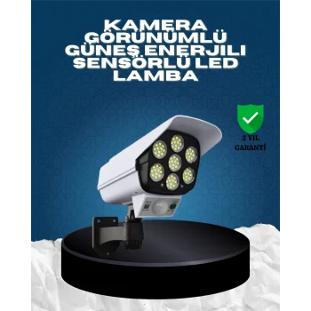 Güneş Enerjili Kamera Görünümlü Hareket Sensörlü LED Duvar Lambası Uzaktan Kumandalı