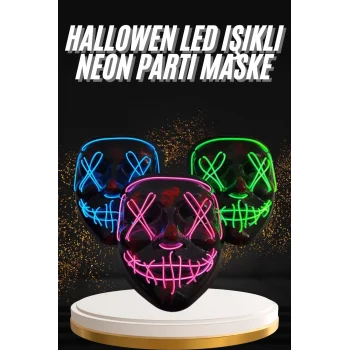 Hallowen Parti Maskesi Neon Led Işıklı Maske 3 Modlu Cadılar Bayramı Maskesi