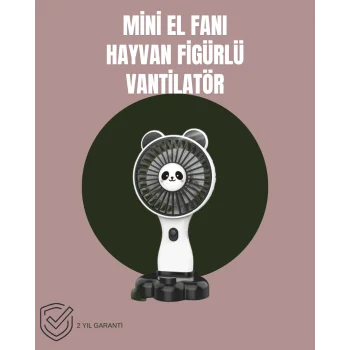 Hayvan Figürlü Mini El Fanı – USB Şarjlı Sessiz Vantilatör