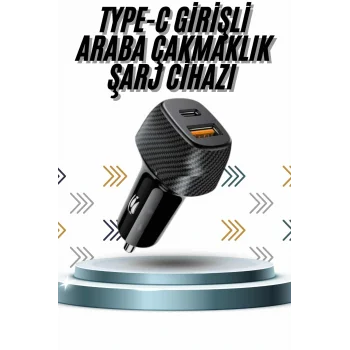 Hızlı Oto Şarj Cihazı 38W Çift Girişli HIzlı Şarj Oto Çakmaklık Type-C