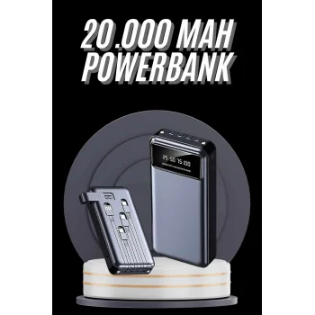 Hızlı Şarj Özellikli 20.000 Mah Dijital Göstergeli USB Girişli Android ve İOS Uyumlu Powerbank