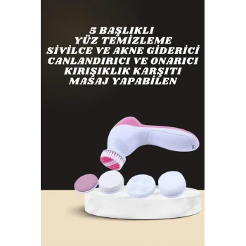 İkili Cilt Bakım Seti 5 Başlıklı Yüz Temizleme ve Masaj Aleti Canlandırıcı ve Onarıcı