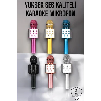 Kablosuz Bluetooth Karaoke Mikrofon USB ve AUX Girişli, Yüksek Ses Kalitesi