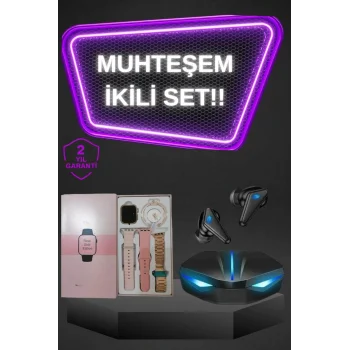 Kadınlar İçin Dokunmatik Ekran Akıllı Saat ve Gamer Kablosuz Bluetooth Kulaklık ANC Özelliği