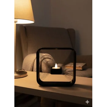 Kare Askılı Mumluk Duvara Asılan Şık Dekoratif Mumluk 16×16 cm