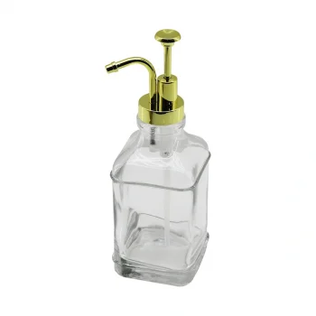 KARE CAM ŞİŞE - ŞEFFAF SIVI SABUNLUK 500ML POMPA - MUSLUK AYRIK MODEL BAŞLI (5047)
