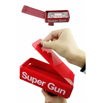 Kırmızı Parti Oyuncağı Para Saçma Fırlatma Tabancası Makinesi Super Money