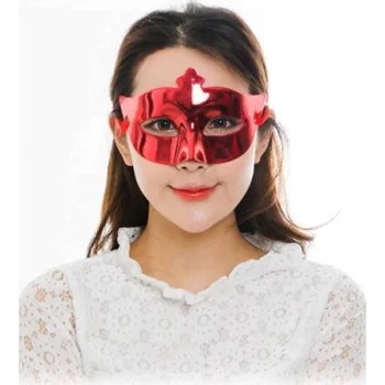 Kırmızı Renk Kostüm Partisi Ekstra Parlak Balo Maskesi 15x10 cm (5047)