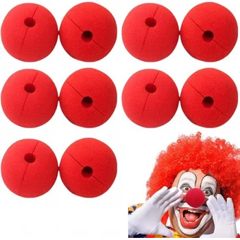 Kırmızı Renk Sünger Palyaço Burnu Takma Burun 10 Adet (5047)