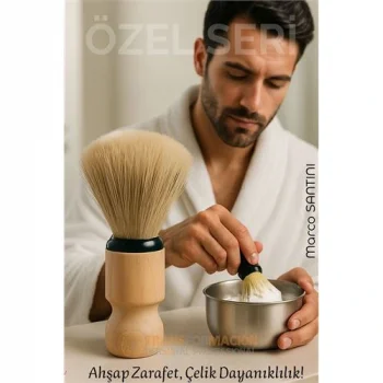 Klasik Tıraş Seti – Ahşap Saplı Fırça & 304 Paslanmaz Çelik Tıraş Tası