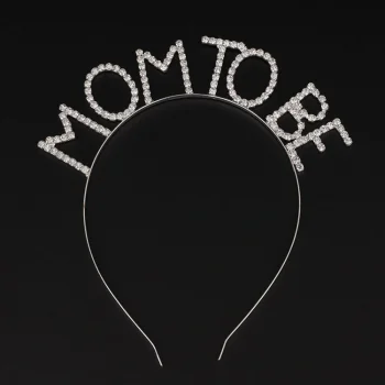 Kristal Taşlı Gümüş Renk Mom to Be Tacı Anne Tacı (5047)