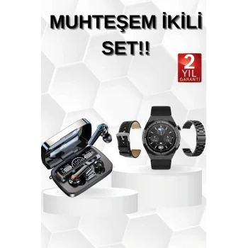 Kulak İçi Kablosuz Bluetooth Kulaklık ve NFC ve GPS Özellikli Akıllı Saat Alarm ve Titreşim