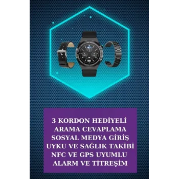 Kulak İçi Kablosuz Bluetooth Kulaklık ve NFC ve GPS Özellikli Akıllı Saat Alarm ve Titreşim