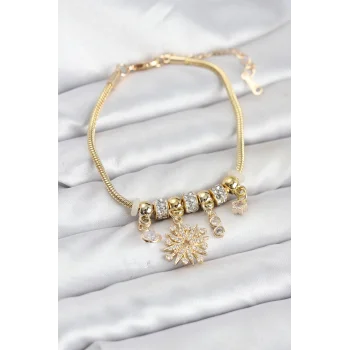 Kutup Yıldızı Model Charmlı Gold Renk Kadın Bileklik