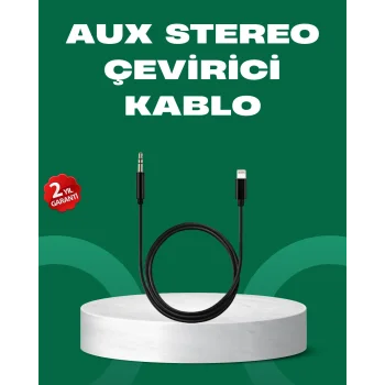 Lightning to 3.5mm Aux Ses Dönüştürücü Kablo 1 Metre Stereo Uyumlu