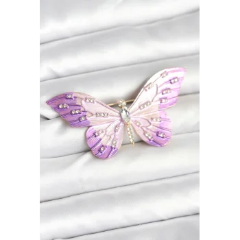 Lila Renk Kelebek Model Broş